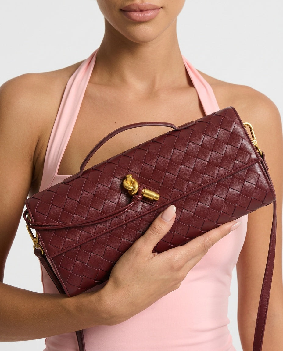 Woven Knot Detail Clutch Bag