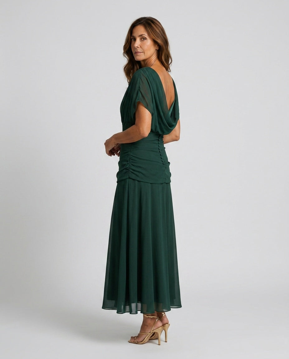 Kennedy | V-Neck Crossed Draped Floral Maxi Dress