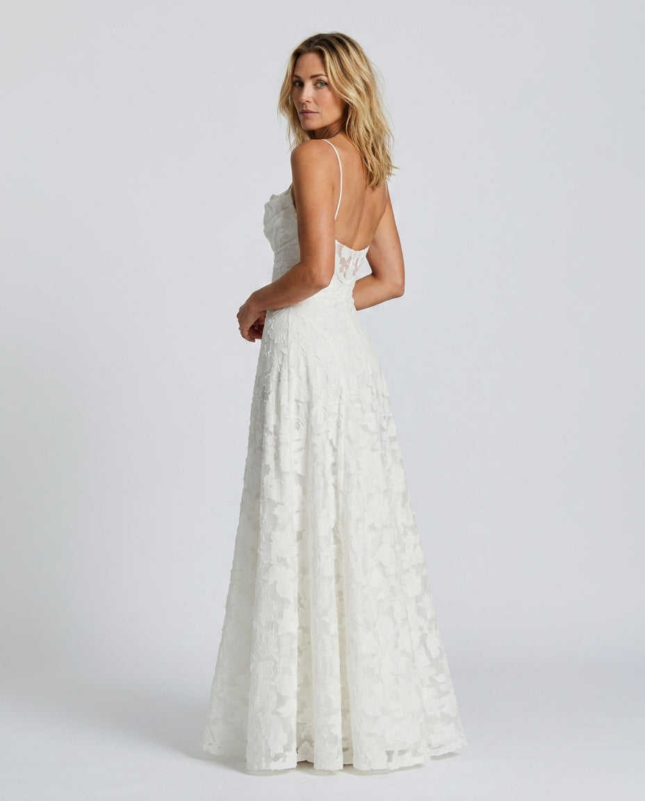 Frankie | Floral Cowl-Neck Lace-Back Maxi Dress