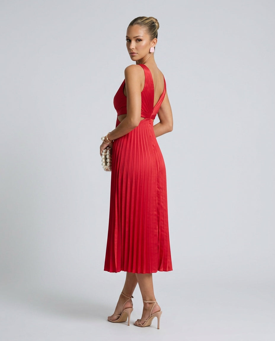 Odalys | Pleated Cutout Midi Dress