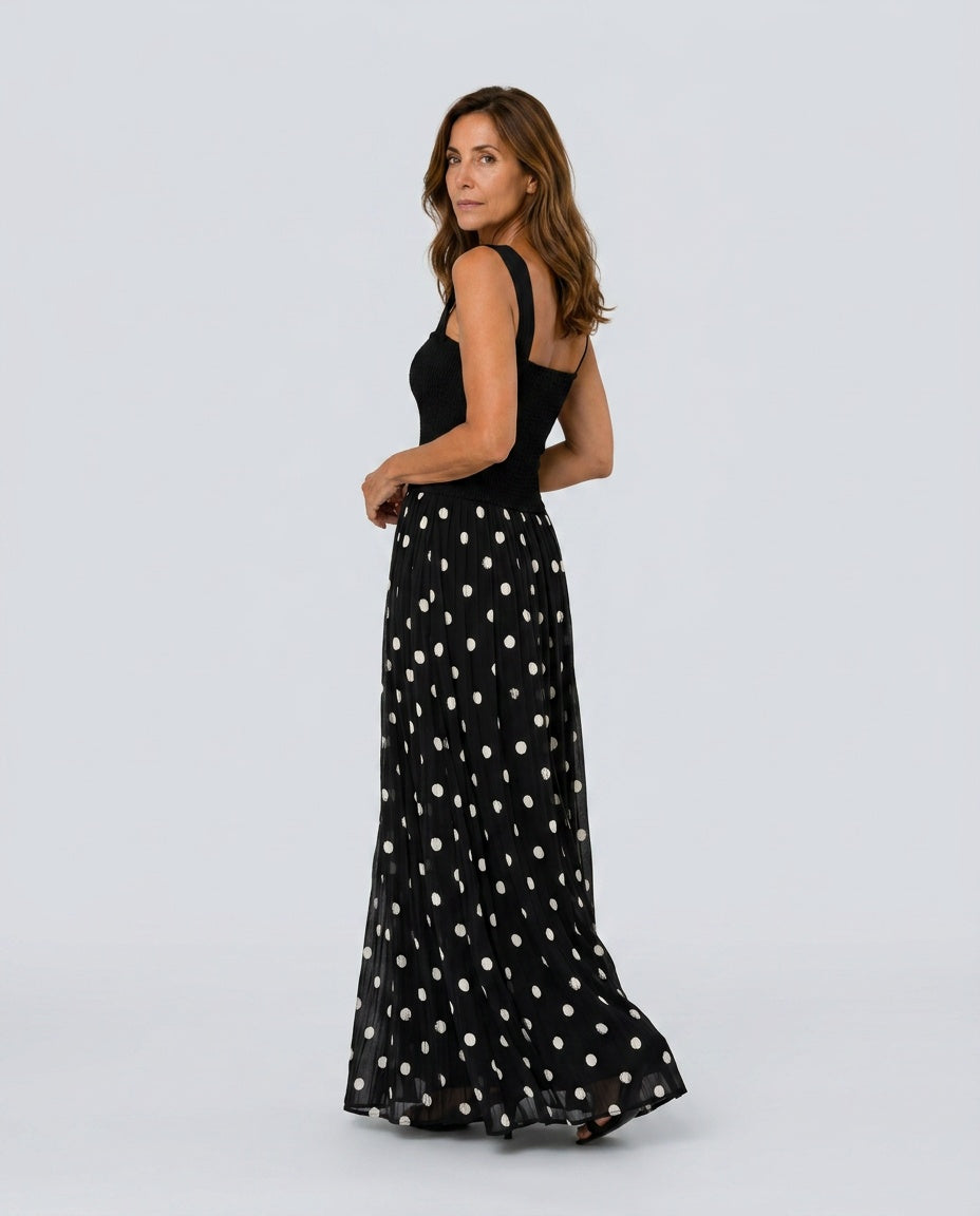 Daria | Polka Dot Sleeveless Maxi Dress