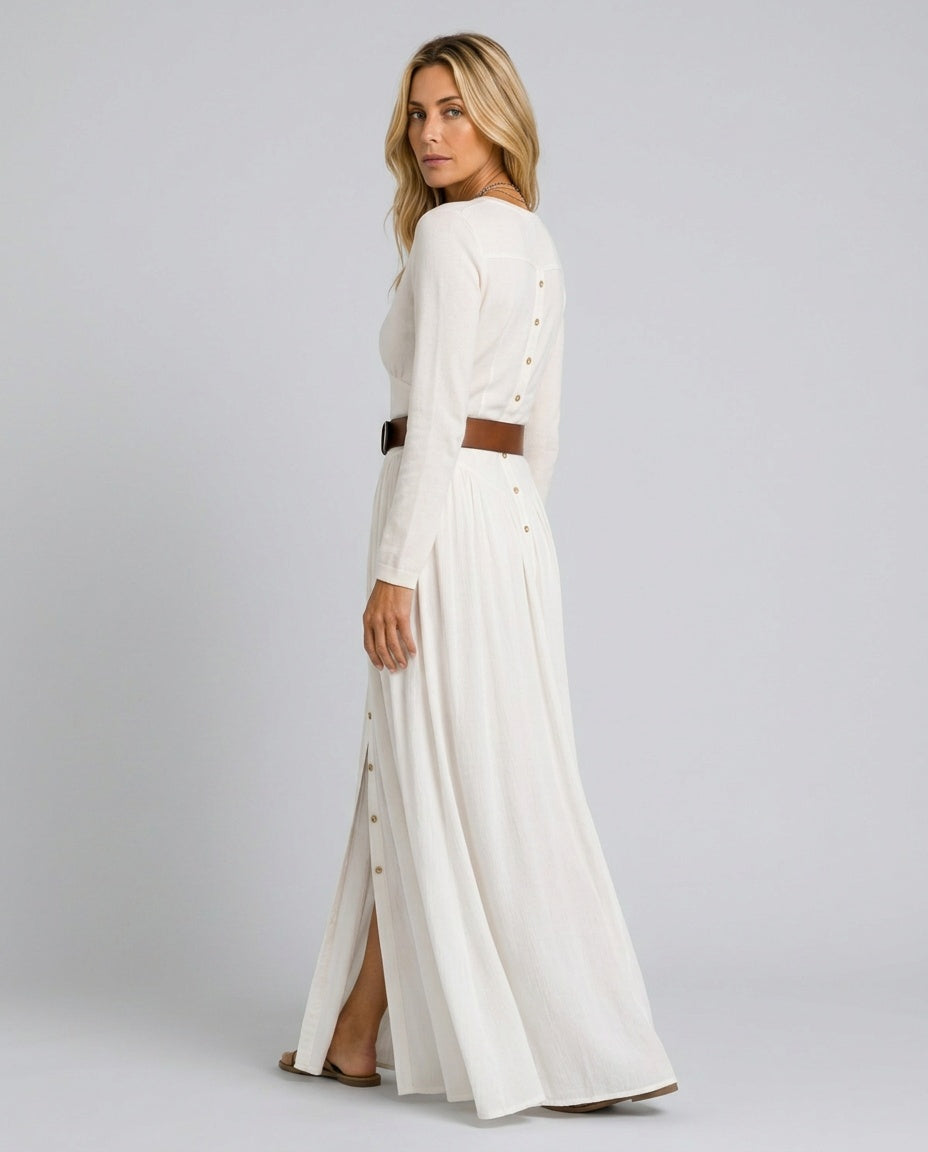 Kennedy | Notched Collar Long Sleeve Maxi Dress
