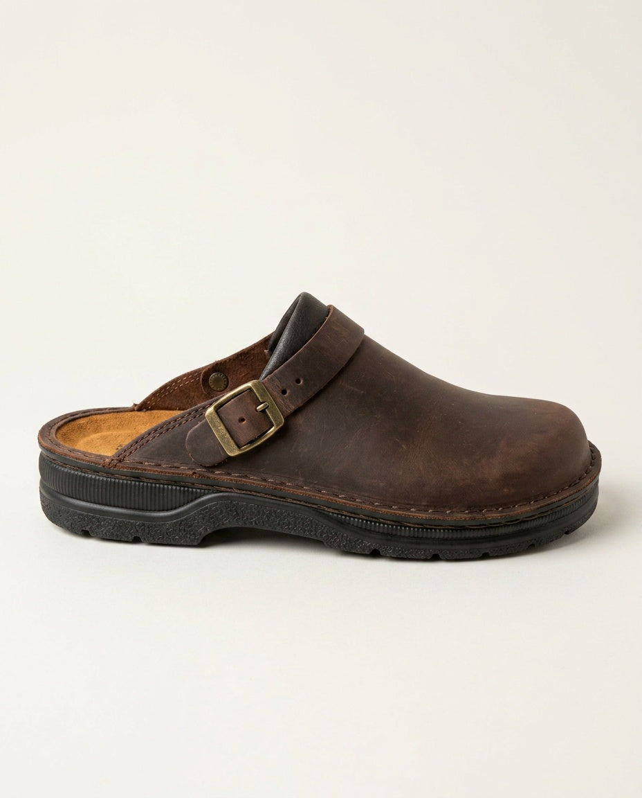 Emerson | Cushioned Leather-Look Clogs with Soft Footbed