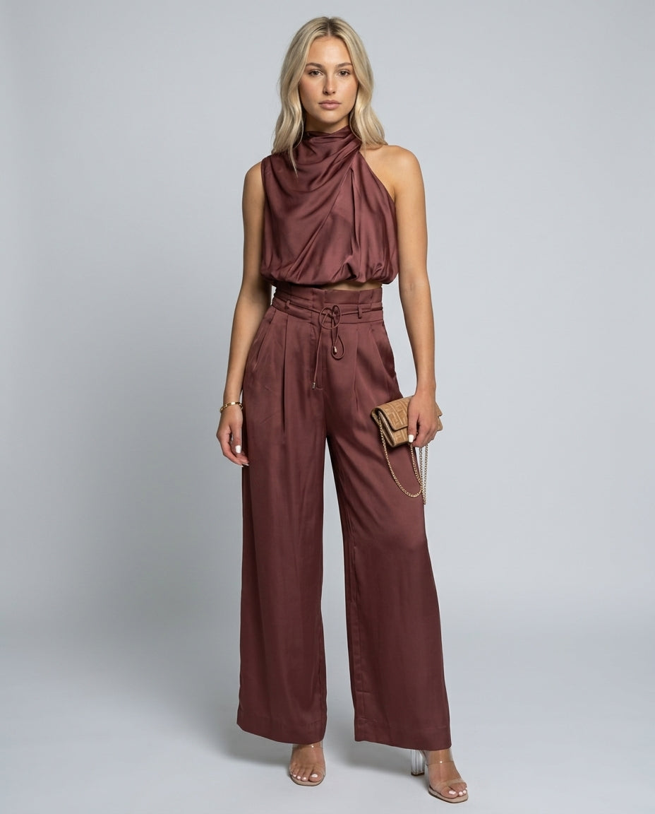 Antonella | Halter Neck & Pleated High Waist Trouser Co-ord Set