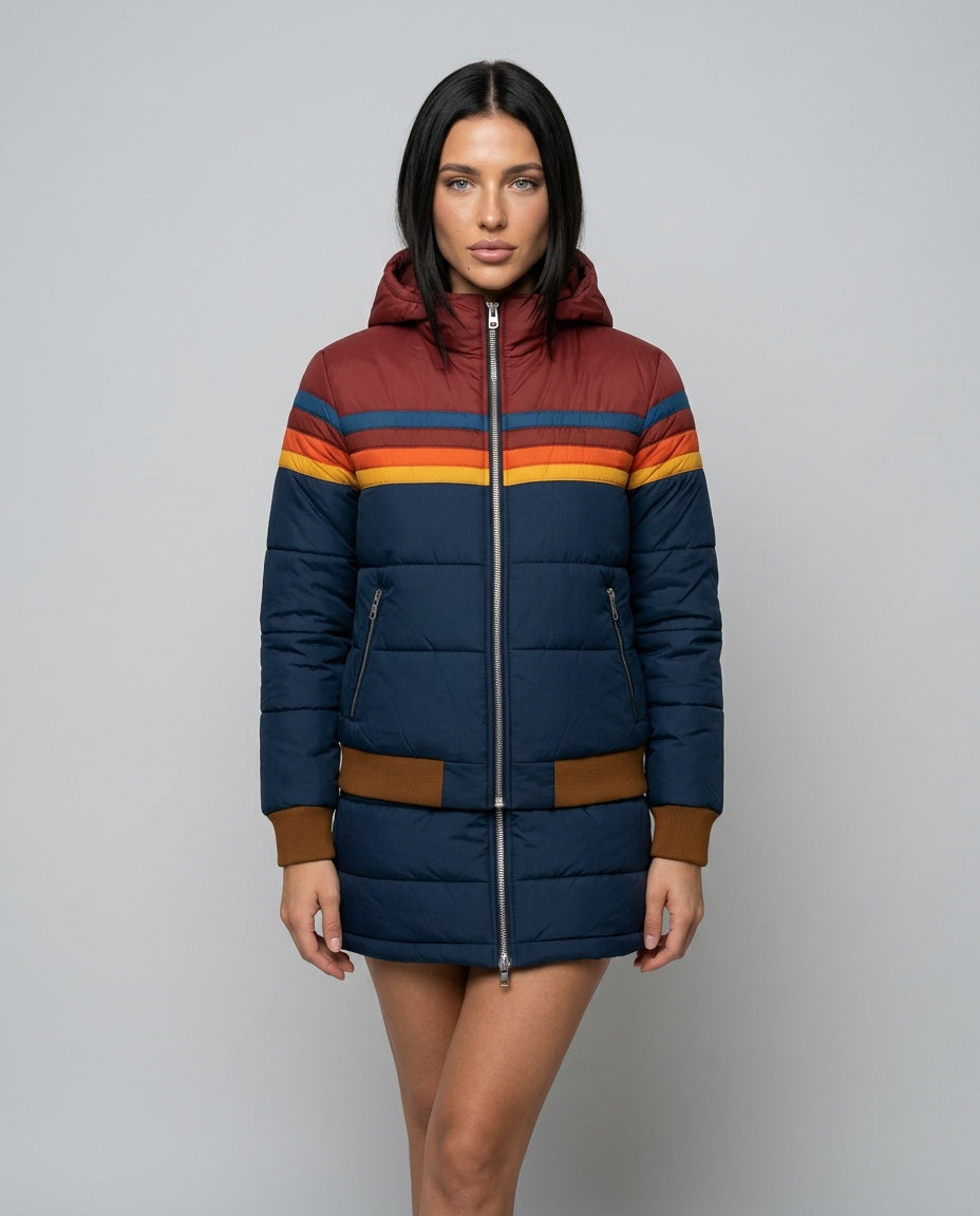 Gemma | Retro Striped Hooded Puffer Jacket