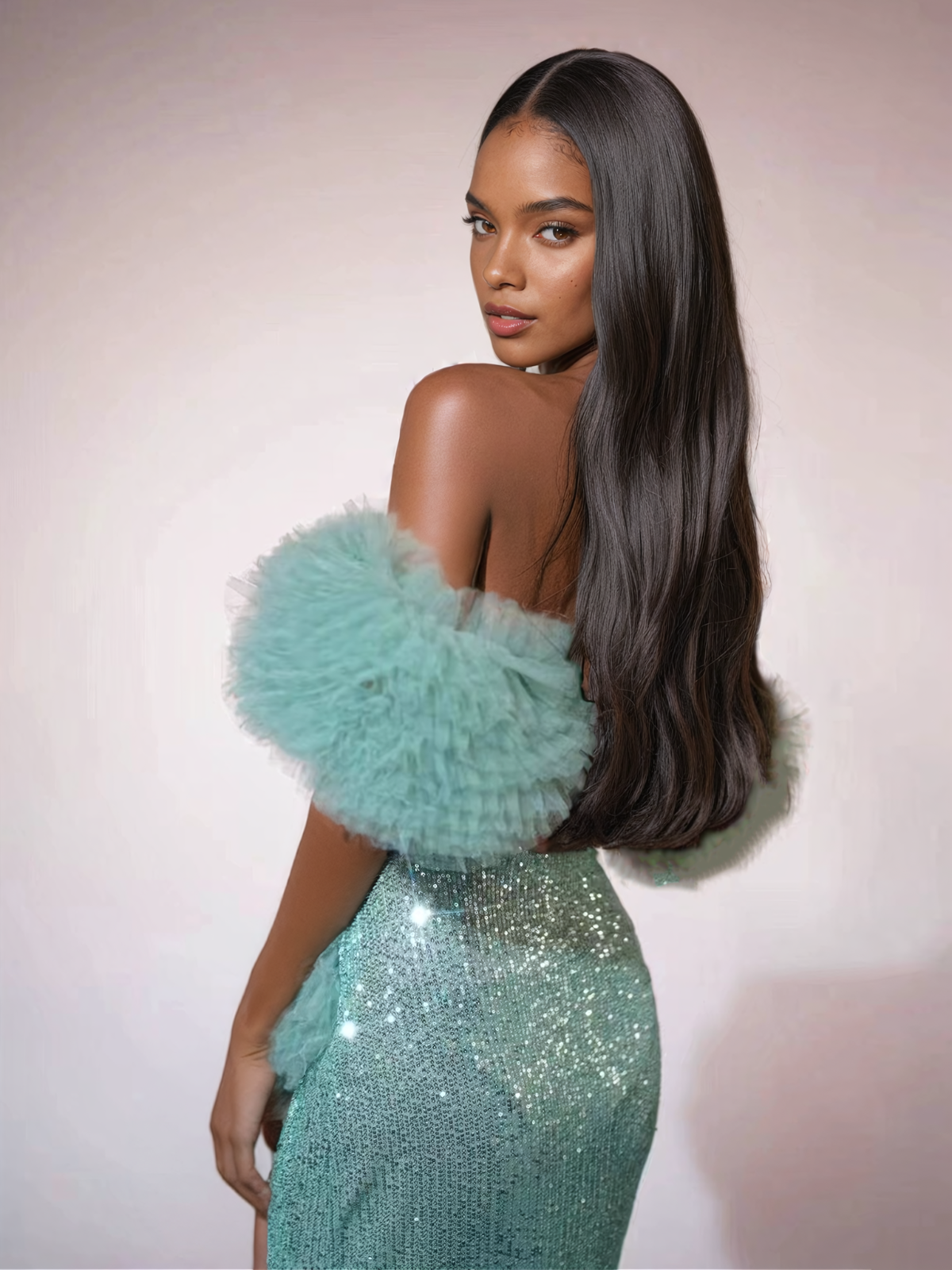 Kira | Corset Tulle Trimmed Sequin Skirt Set