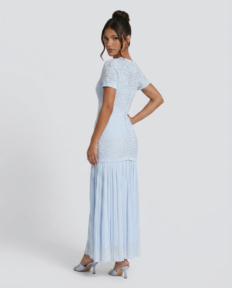 Reese | Beaded Ombré Button-Front Knit Maxi Dress