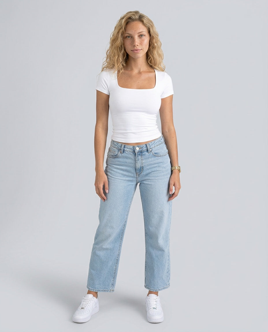 Emerson | Wide U-Neck Cropped T-Shirt