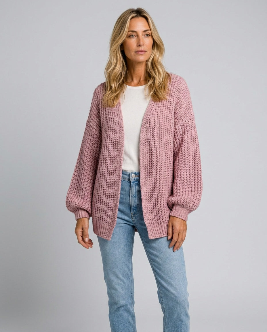 Giselle | Oversized Open Front Longline Knit Cardigan