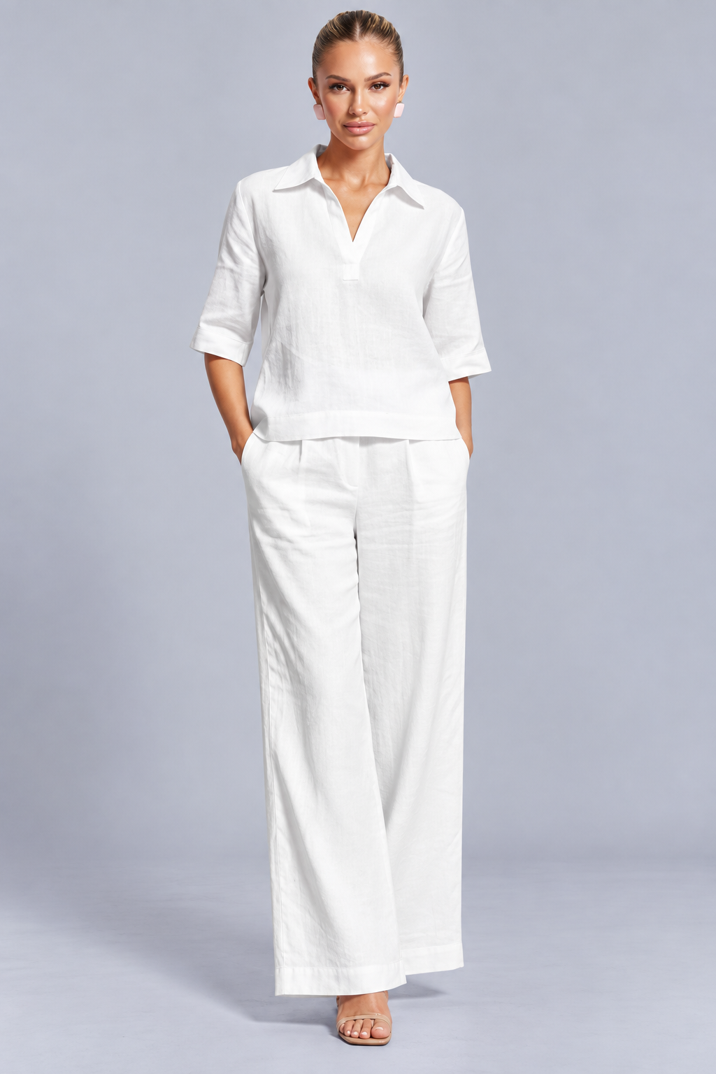 Karla | V-Neck Top and Wide-Leg Trousers Set