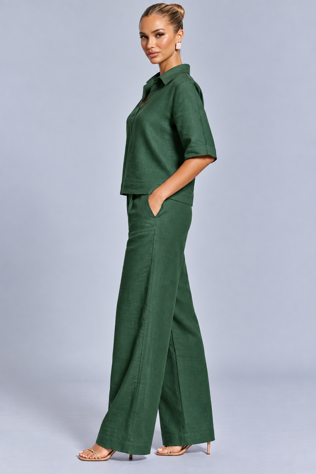 Karla | V-Neck Top and Wide-Leg Trousers Set