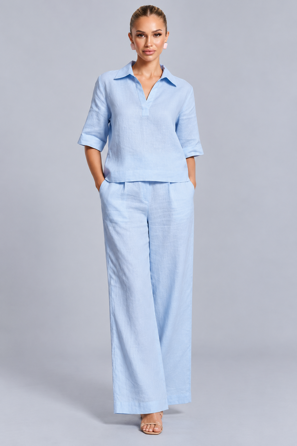 Karla | V-Neck Top and Wide-Leg Trousers Set