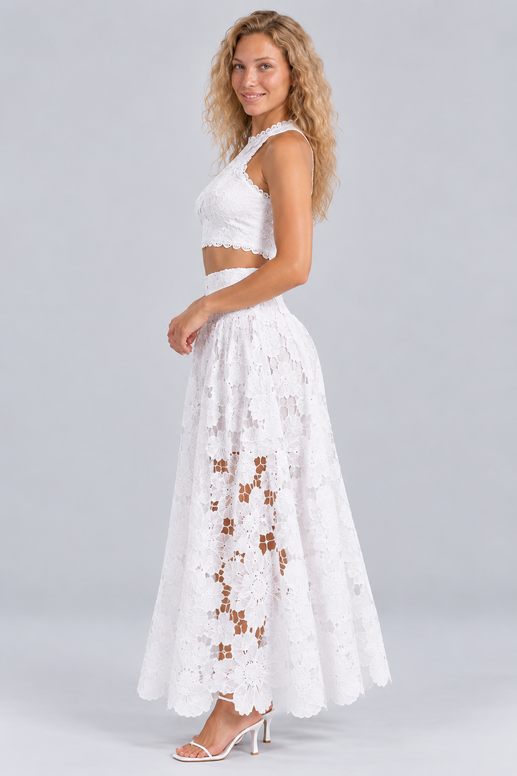 Bertie | Lace Crop Top and Maxi Skirt Two-Piece Set