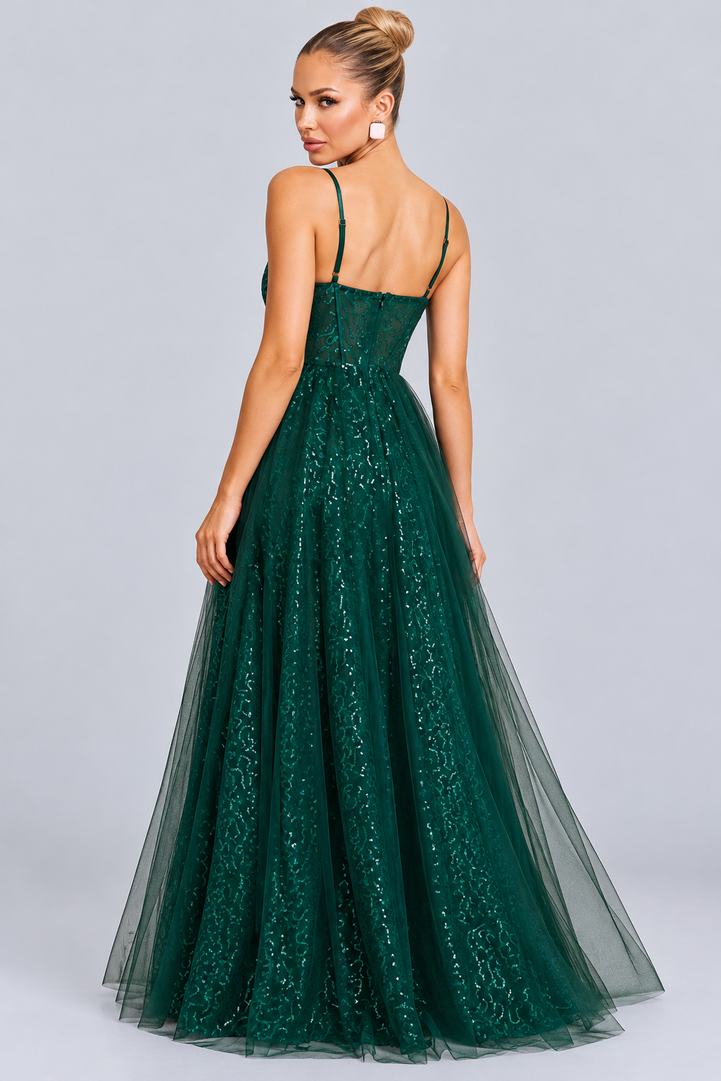 Karla | Sequin Maxi Prom Dress with Spaghetti Straps