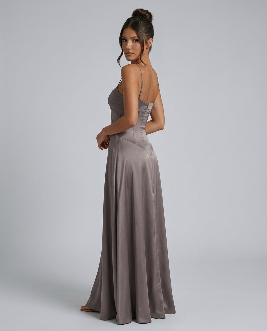 Cleo | Lace-Up Corset Maxi Dress
