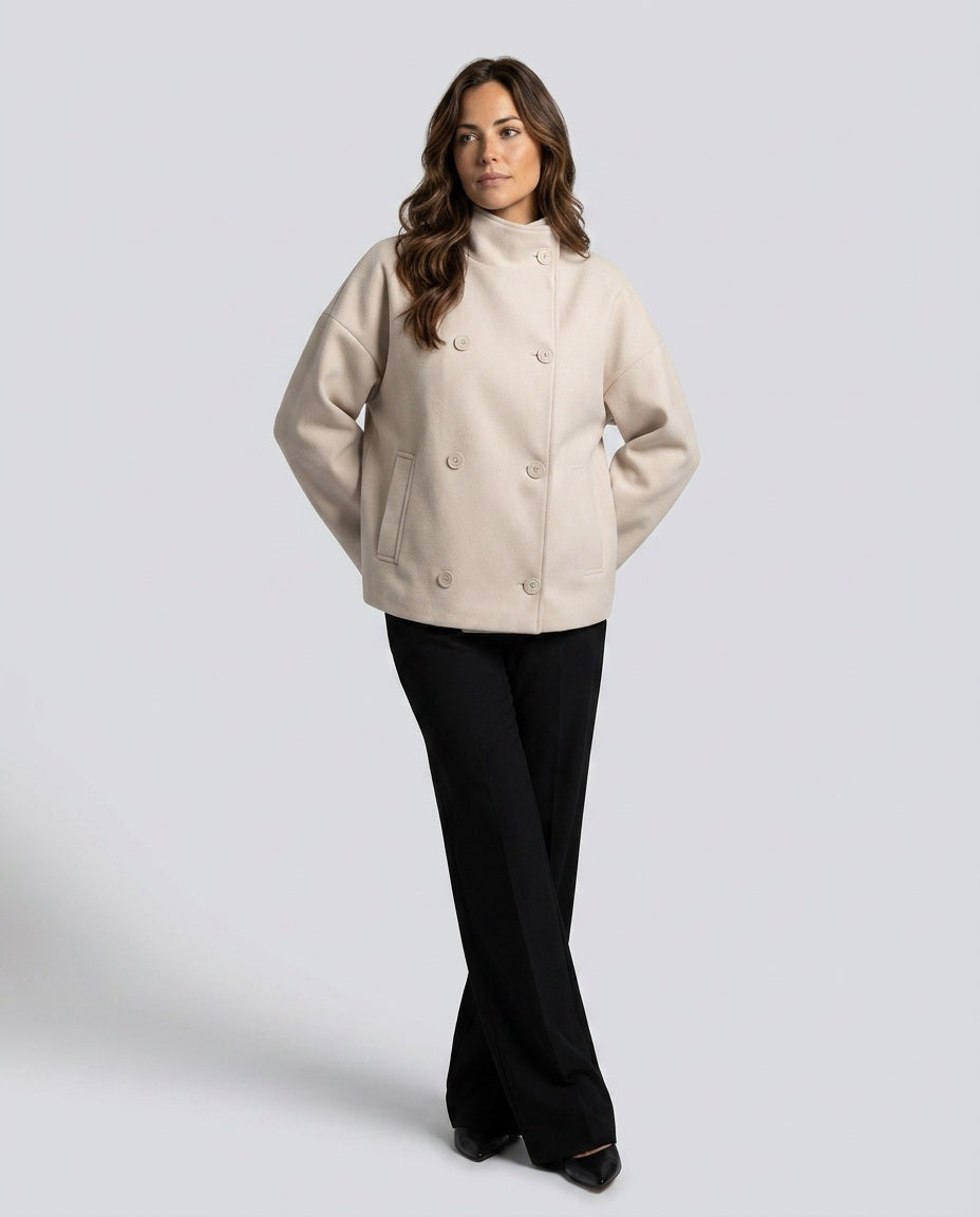 Callista | Double-Breasted Stand Collar Loose Jacket