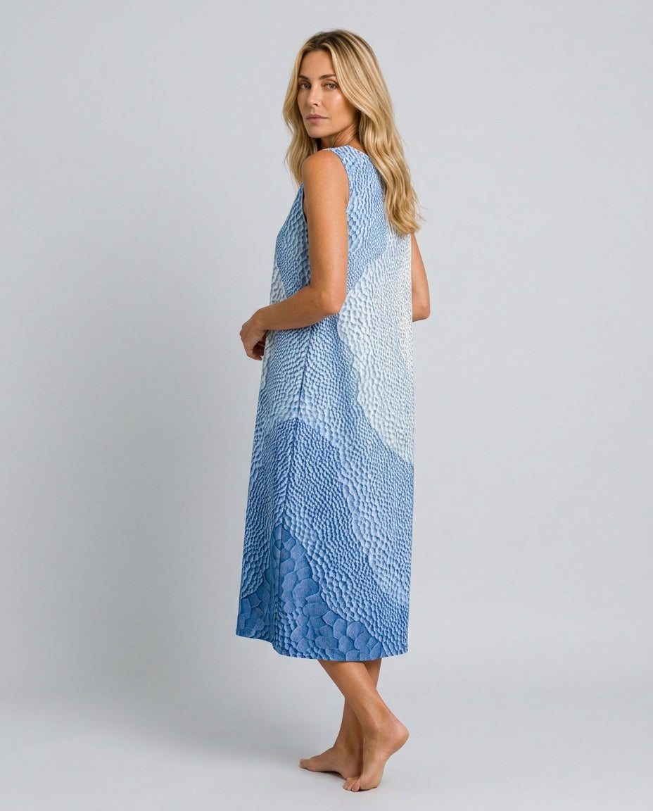 Helena | Printed Gathered Waist Sleeveless Midi Dress