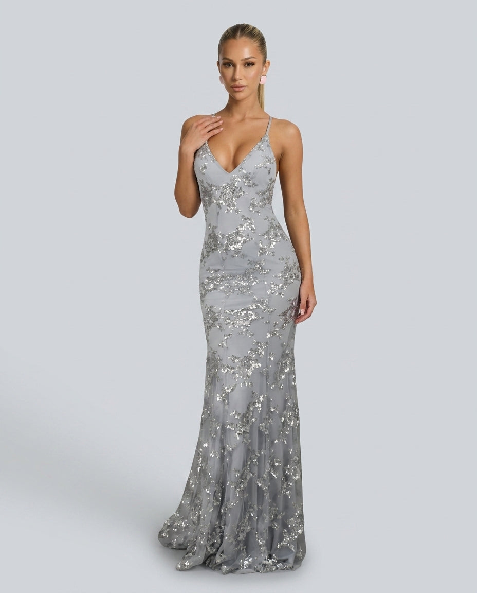 Selene | Sequin Plunge Maxi Dress
