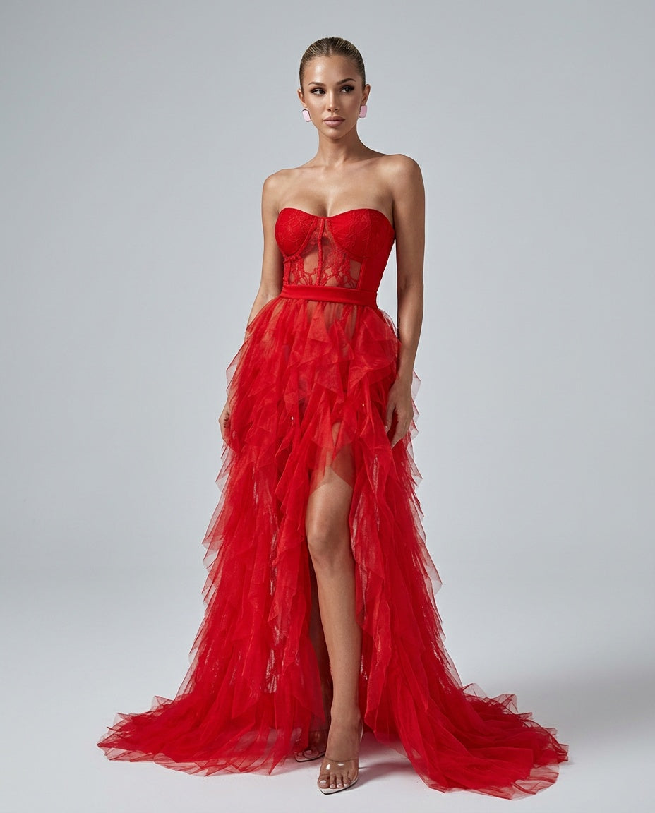Cosette | Tulle Black Tie Maxi Dress