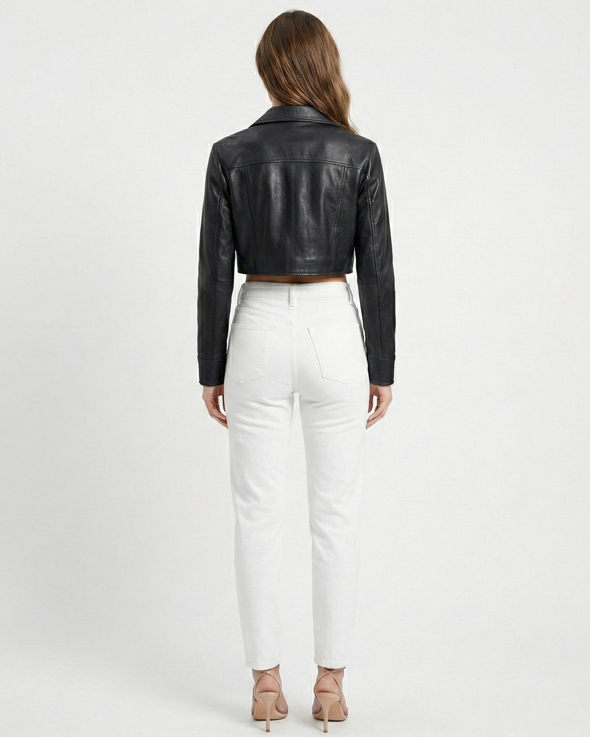 Giselle | Cropped Button-Front Faux Leather Jacket