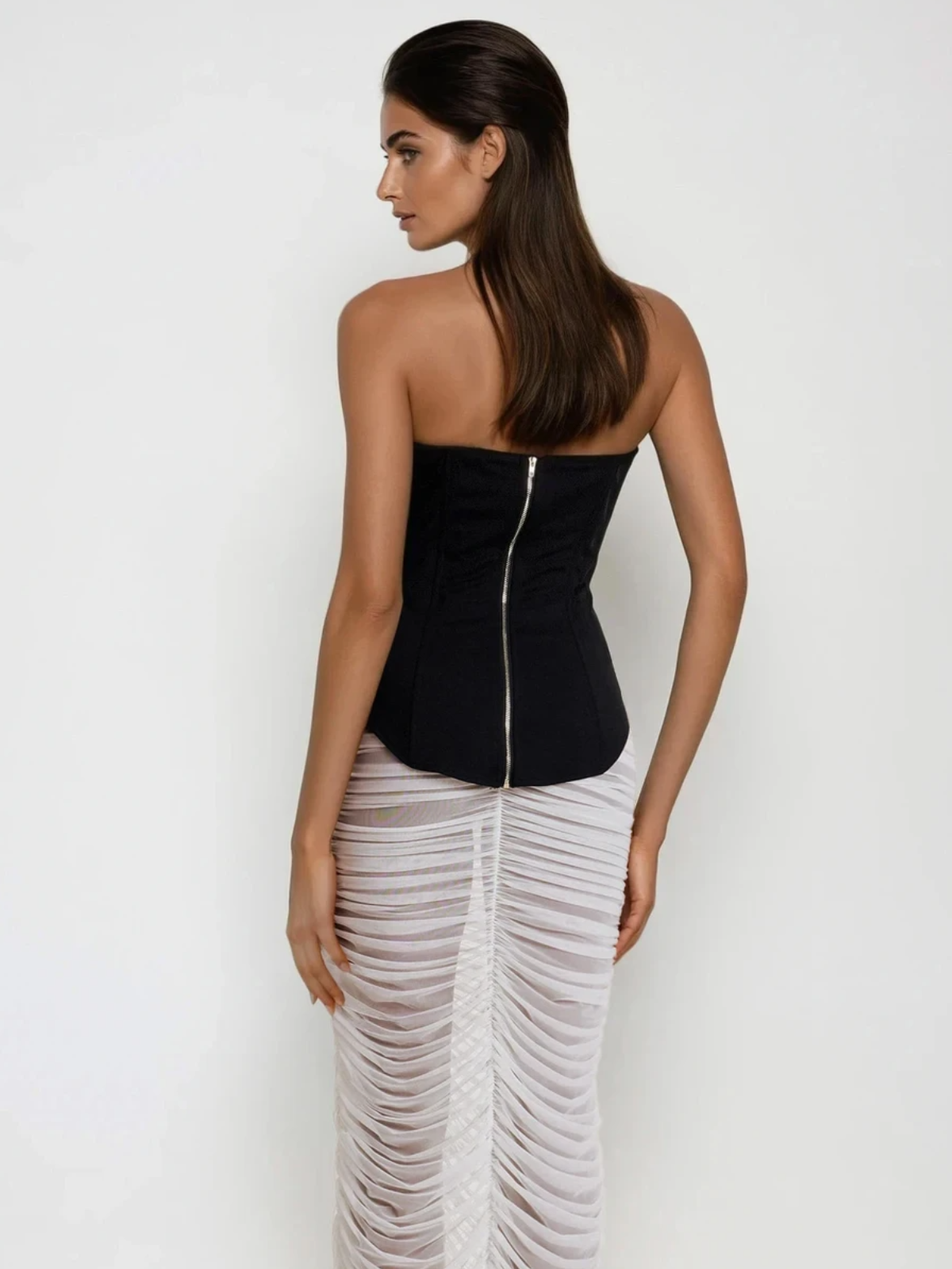 Nina | Strapless Cutout Ruched Skirt Set