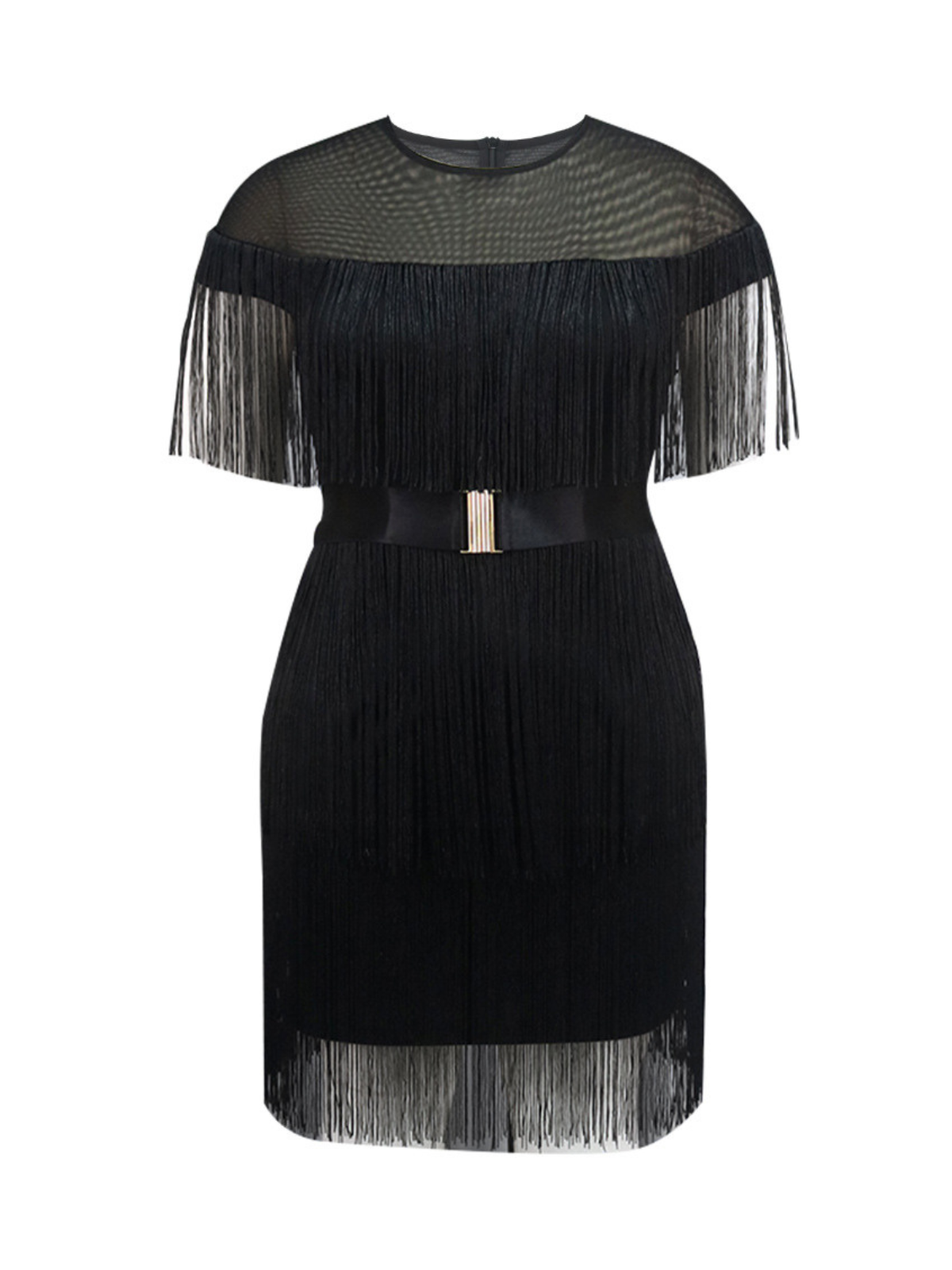 Kayla | Round Neck Fringe Mini Dress