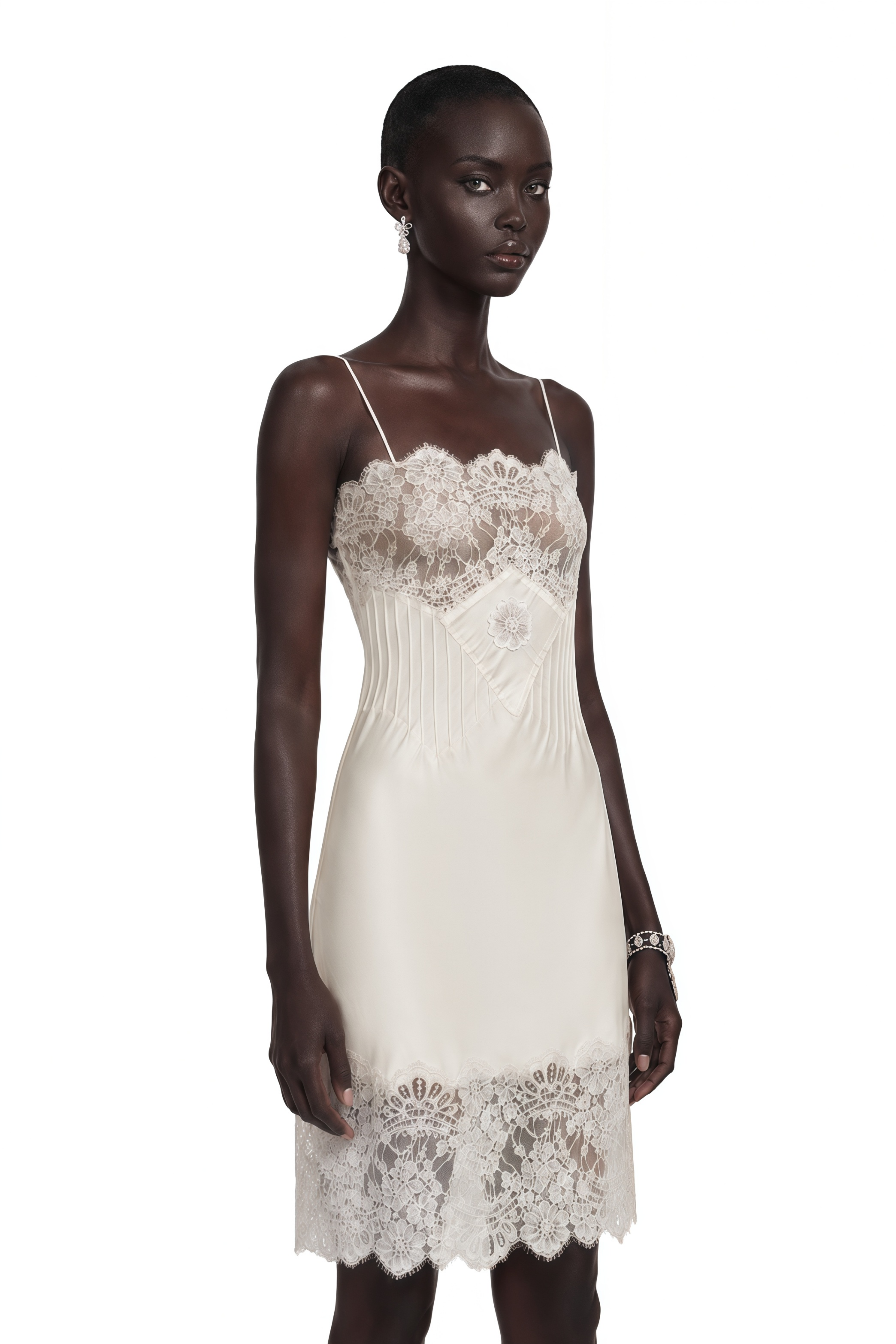 Amara | Floral Lace Panel Spaghetti Strap Mini Dress