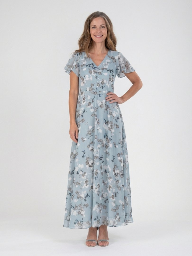 Liora | Floral Chiffon-Look Maxi Dress