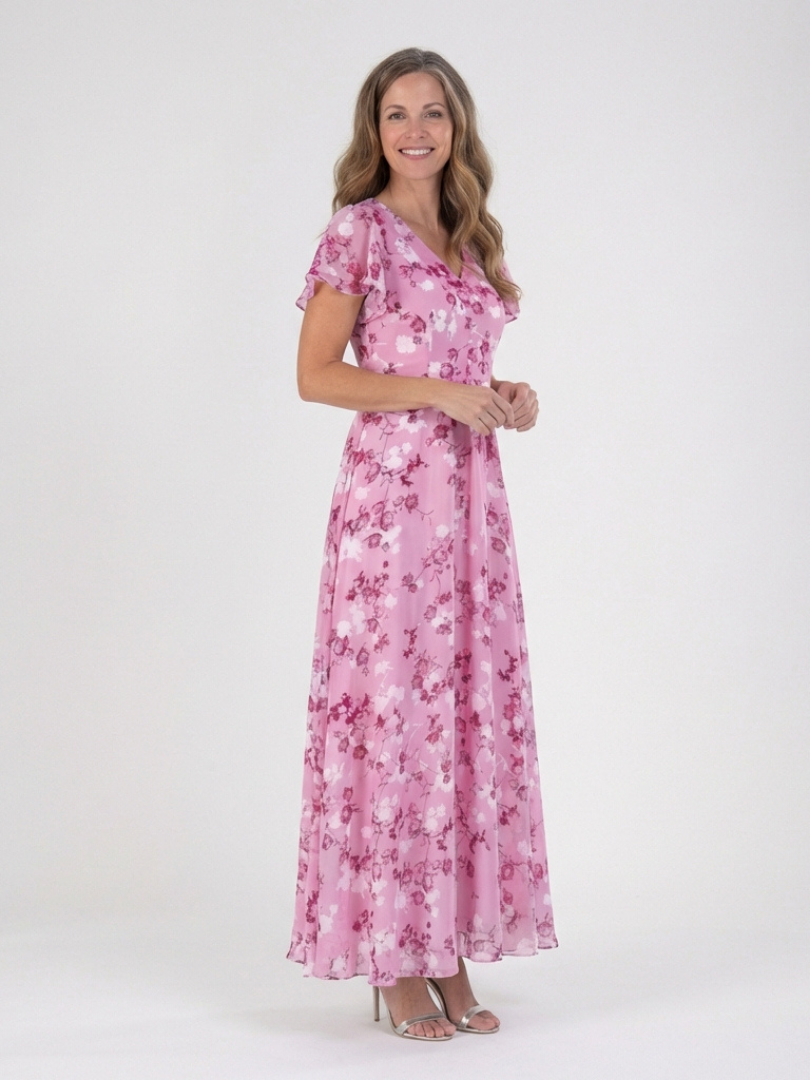 Liora | Floral Chiffon-Look Maxi Dress