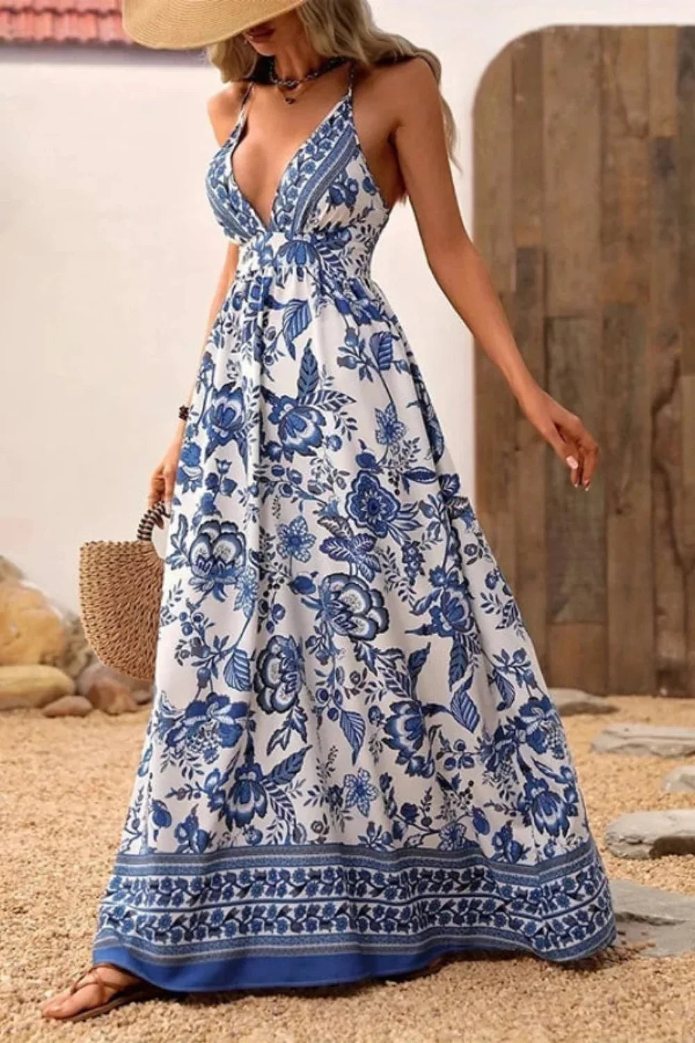 Soraya | Botanical Print High-Low Maxi Dress