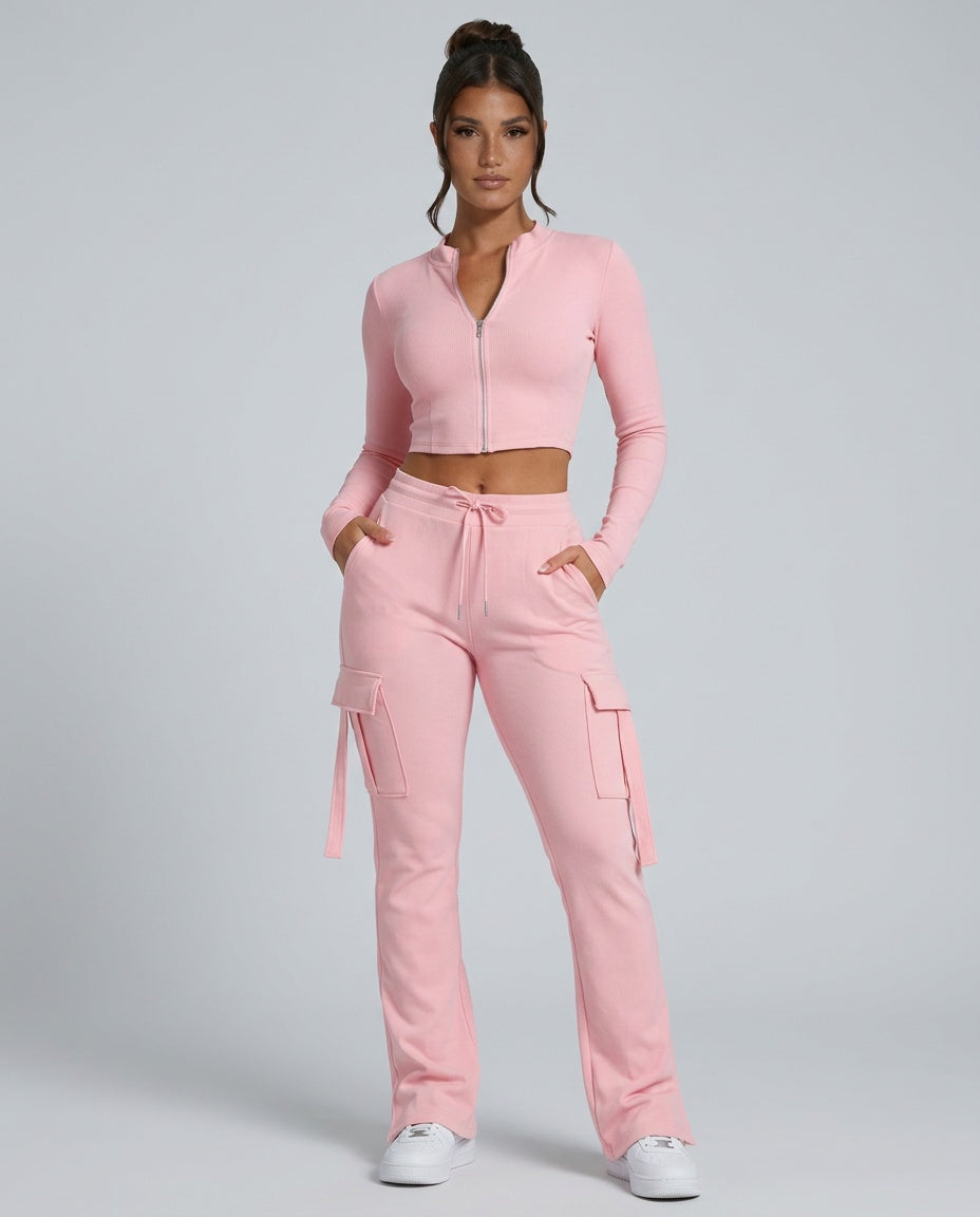 Brooke | High-Waist Flared Cargo Trousers