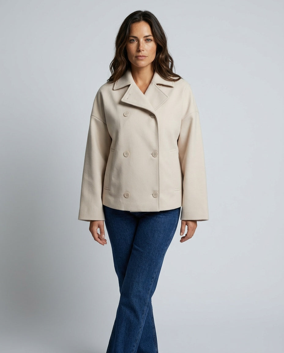 Callista | Double-Breasted Stand Collar Loose Jacket
