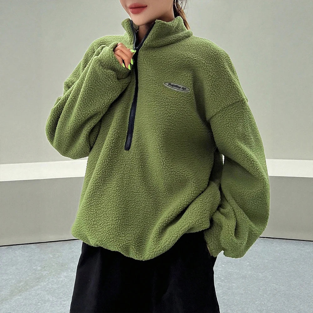 Elena | Oversized Teddy Fleece Half-Zip Jumper