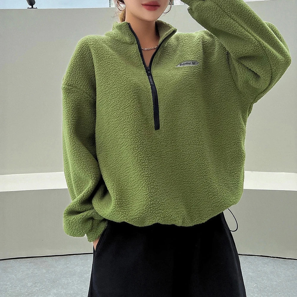Elena | Oversized Teddy Fleece Half-Zip Jumper