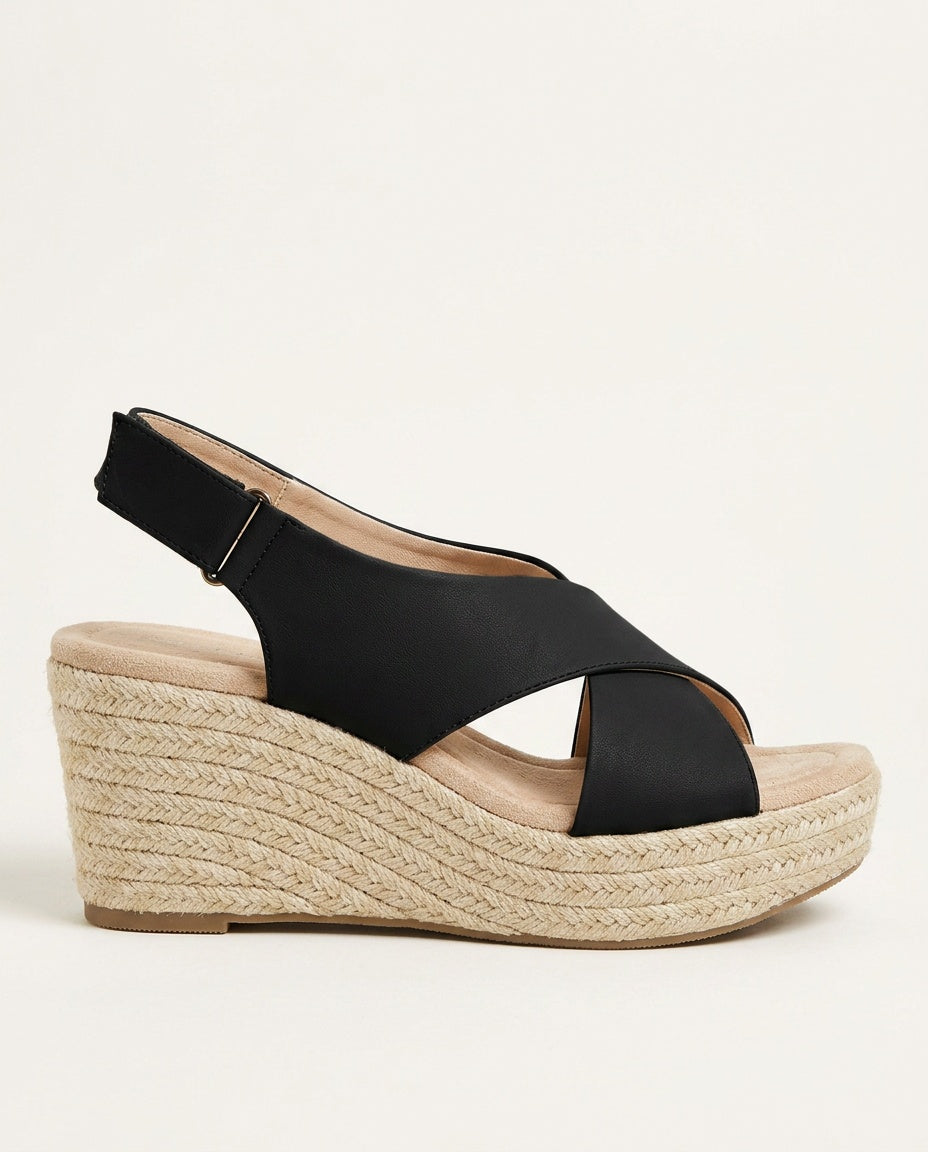 Noor | Crisscross Strap Cushioned Wedge Sandals