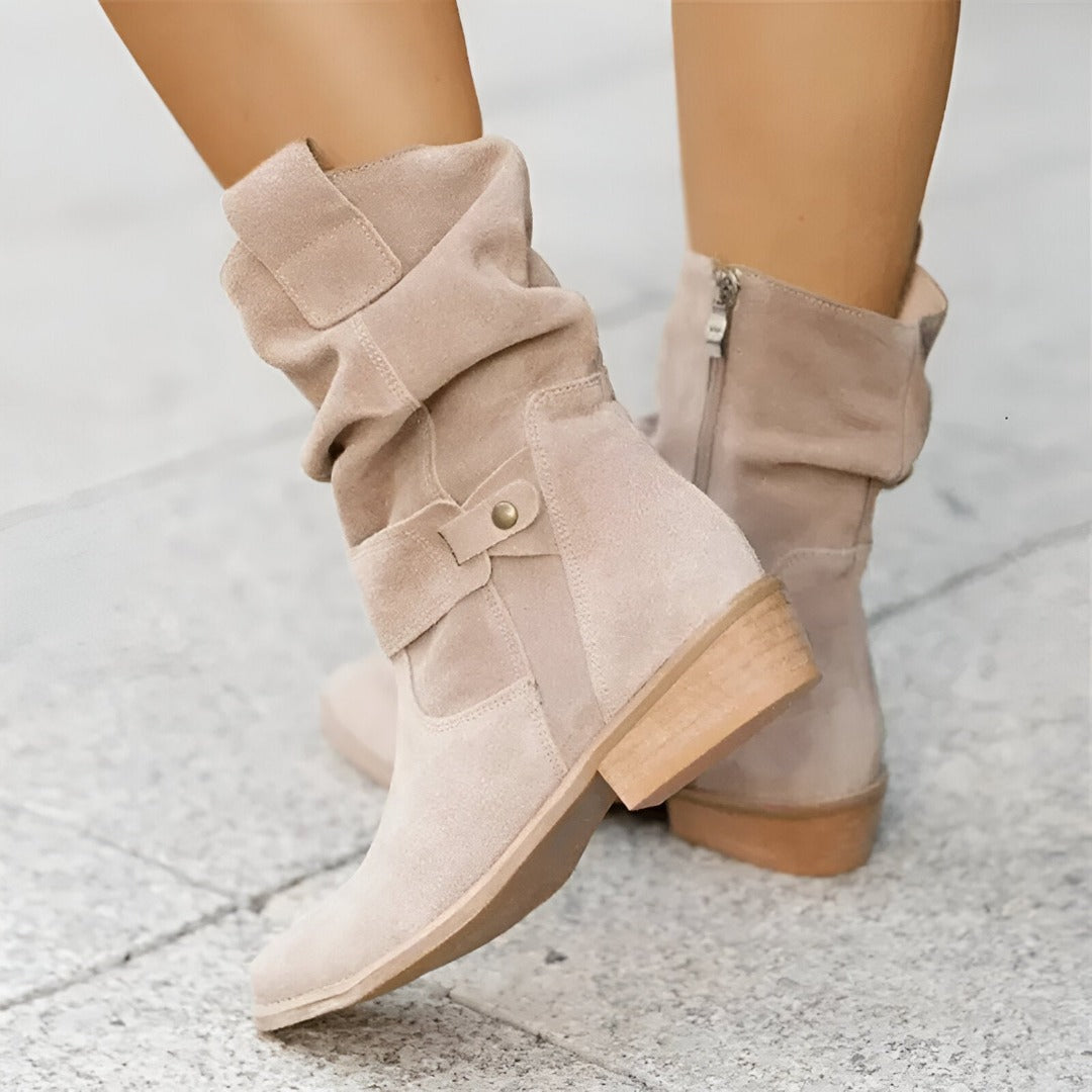Frankie | Slouchy Suede-Look Western Ankle Boots