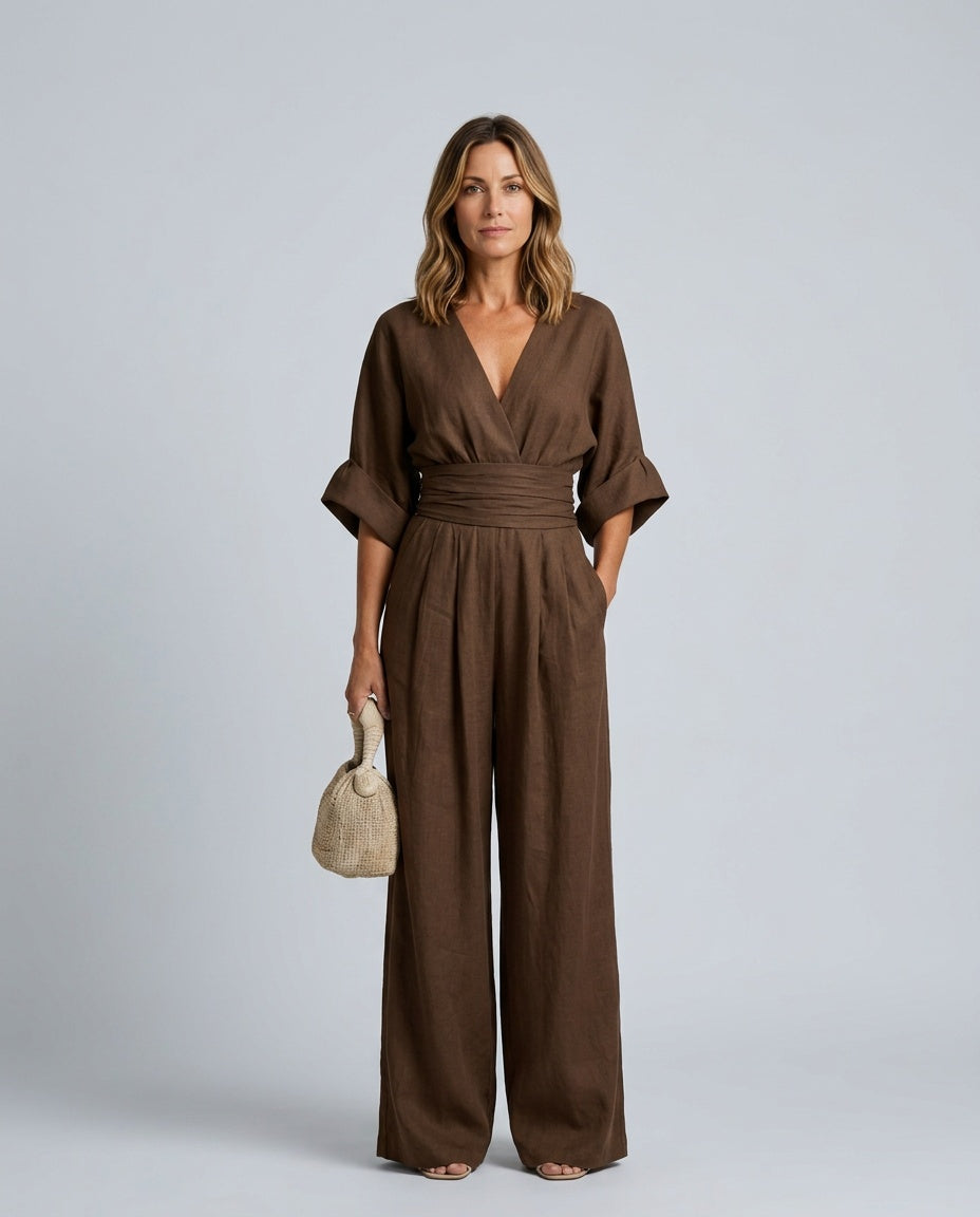 Una | Wide-Leg Linen-Blend Sleeveless Jumpsuit