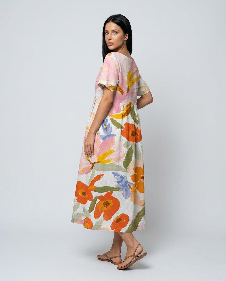 Sofia | Floral Print Summer Midi Dress