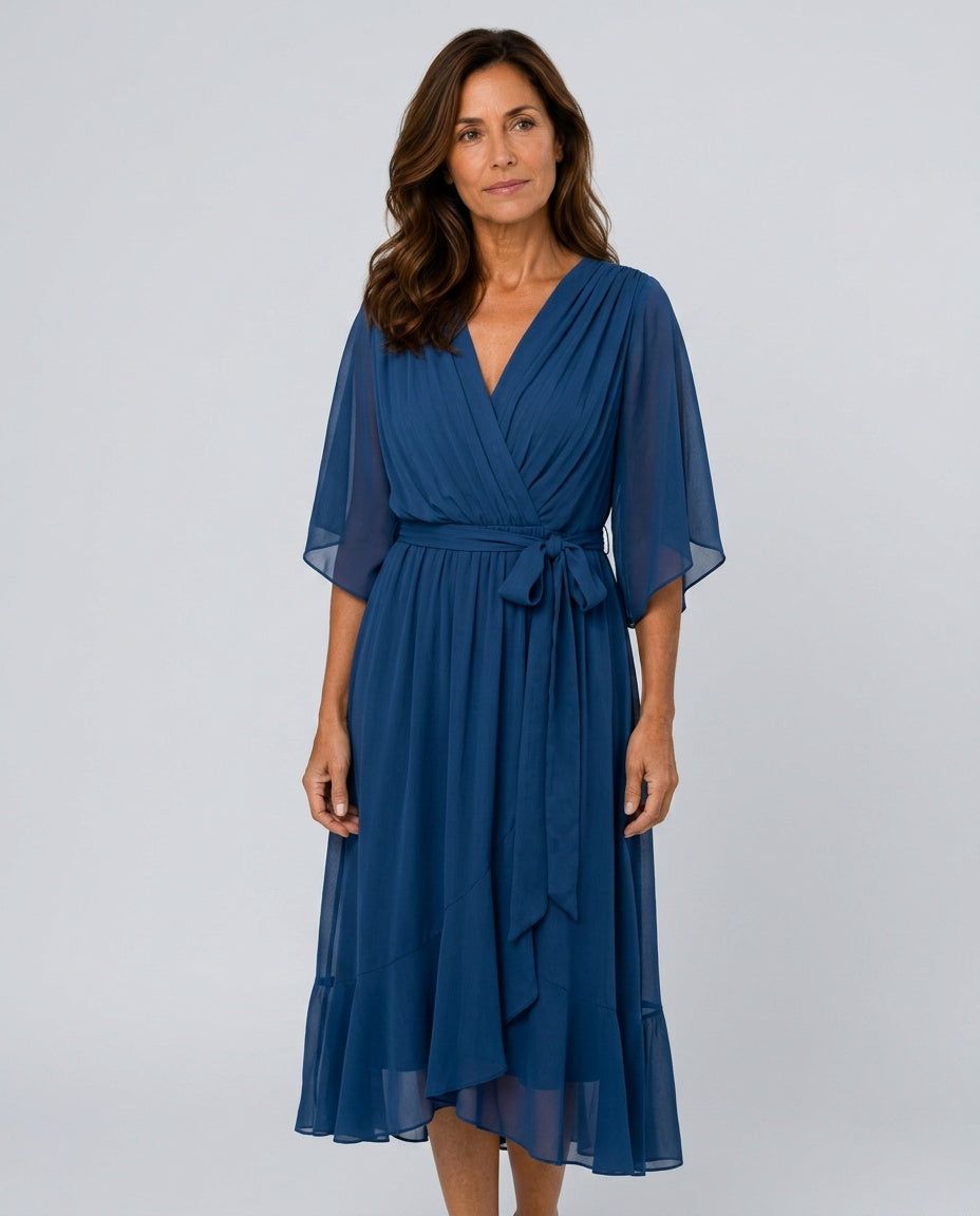Sawyer | Soft V-Neck Flowy Midi Dress