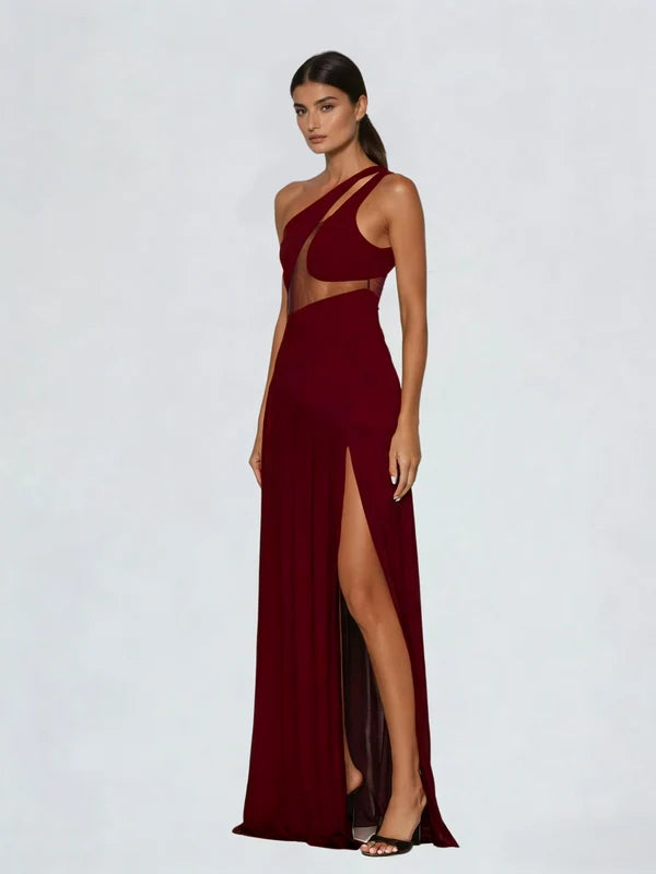 Thea | One-Shoulder Side Split Maxi Dress