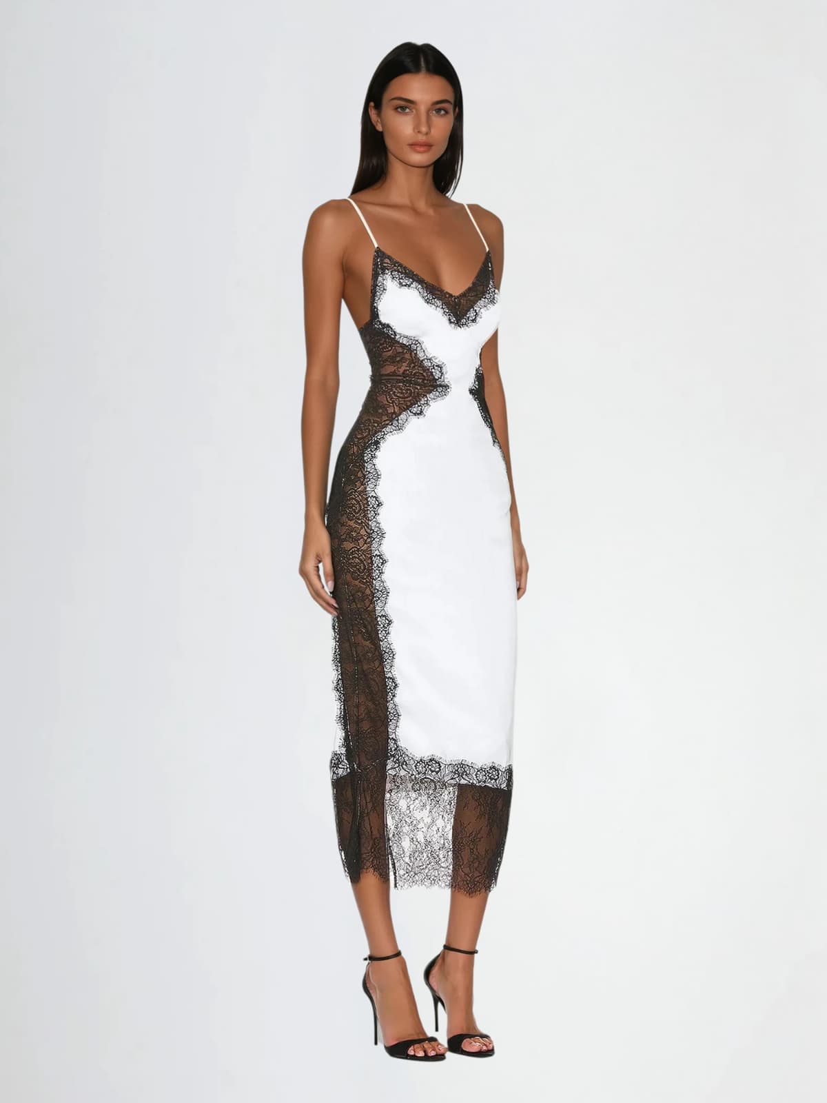 Adriana | Spaghetti Strap Lace Midi Dress