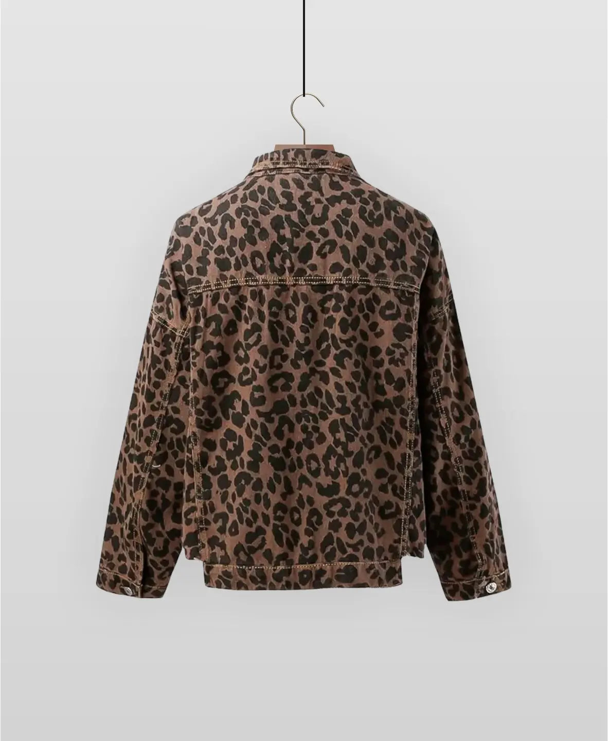 Beatrix | Leopard Print Long Sleeve Denim Jacket