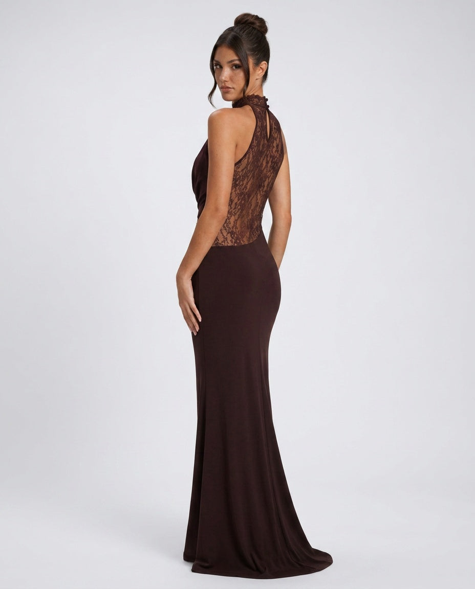 Anais | Halter Neck Lace Maxi Dress