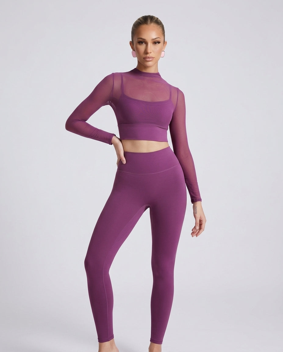 Vera | Long Sleeve Contour Seam Compression Crop Top