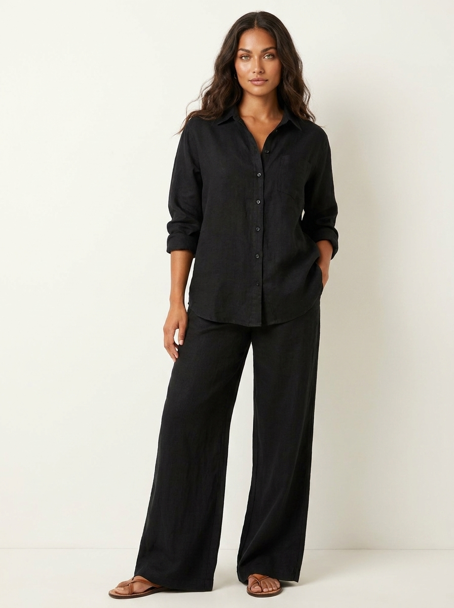 Romy | Linen-Blend Wide-Leg Two-Piece Set