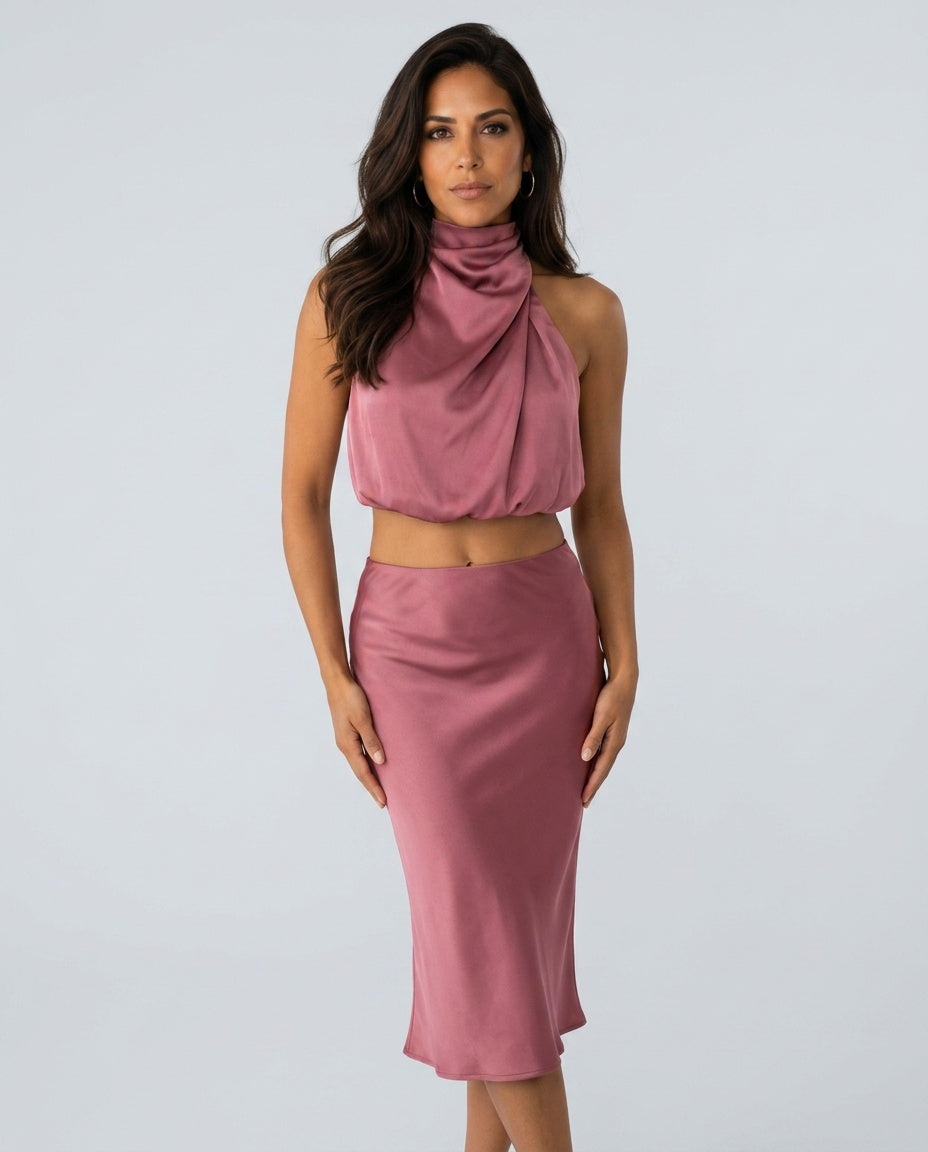 Aubrey | Draped Long Skirt Co-ord Set