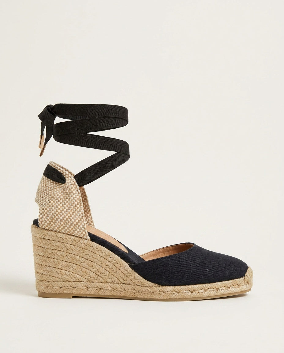 Ruby | Closed-Toe Ankle-Tie Jute Wedge Espadrille