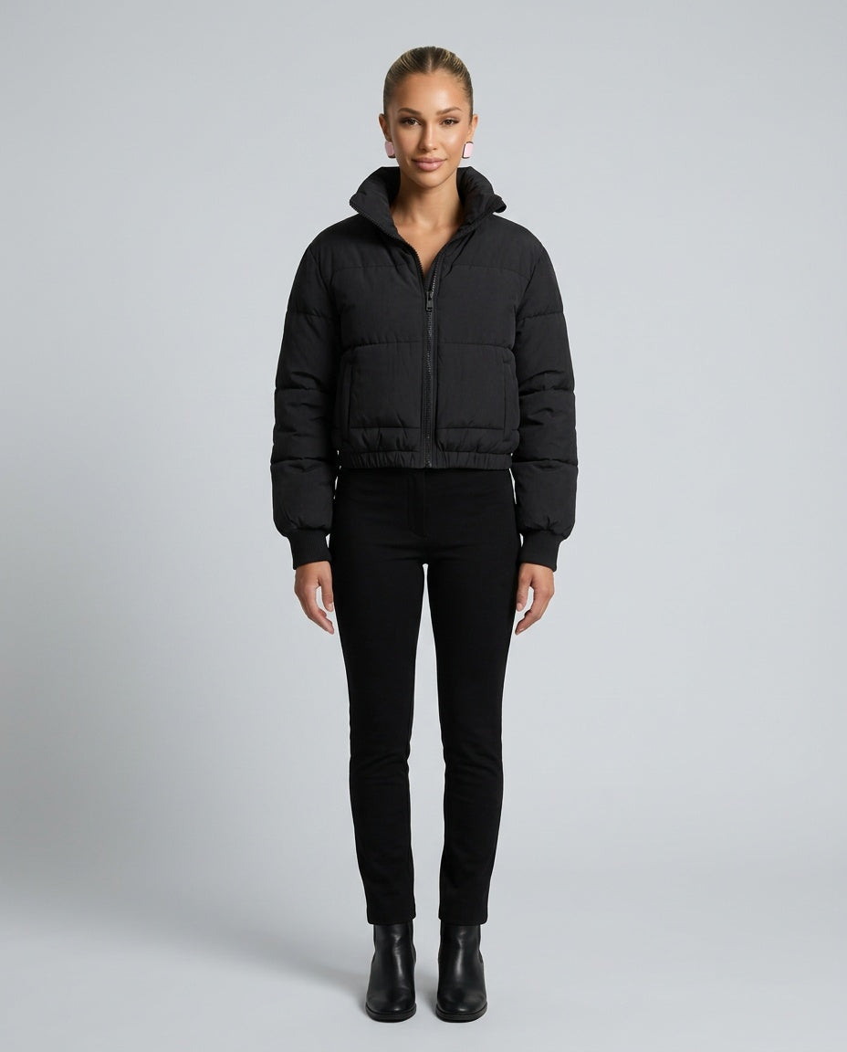 Alba | Cropped High-Collar Quilted Puffer Jacket