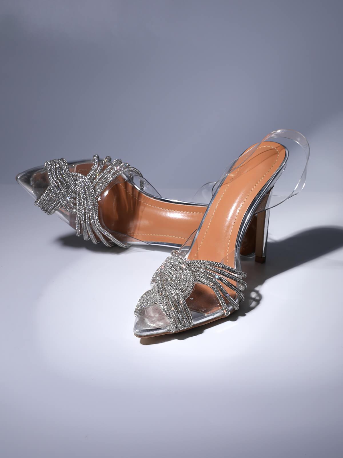 Lumi | Crystal Embellished Silver Sandals