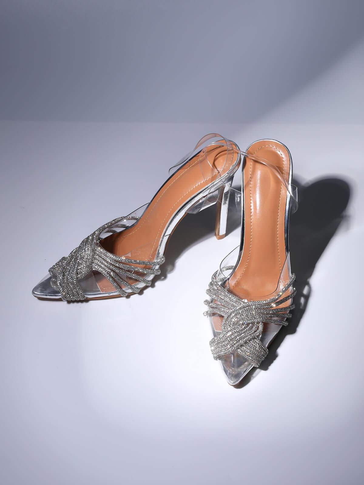 Lumi | Crystal Embellished Silver Sandals